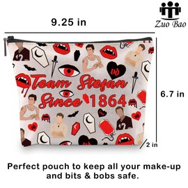 Vampire TV Show Inspired Team Damon Stefan Salvatore Since 1864 TVD Merchandise Makeup Bag, Team Stefan