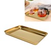 Stainless Steel Rectangular Tray Flat Bottom Plate Restaurant Home Golden