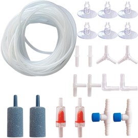 TANOMA Aquarium Air Pump Accessories - Contains Airline Tubing, Air Stones, Check Valves, Control Valve, Connectors, Suction Cups