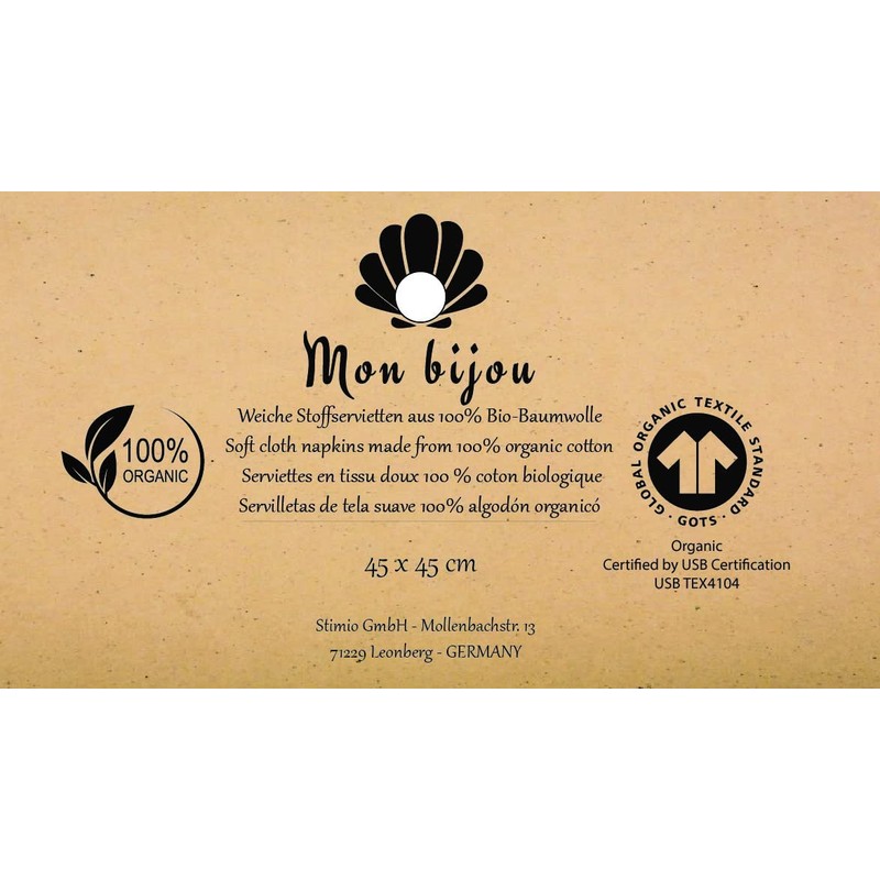 mon bijou® - 6 Pleasantly Soft Fabric Napkins Dark Grey