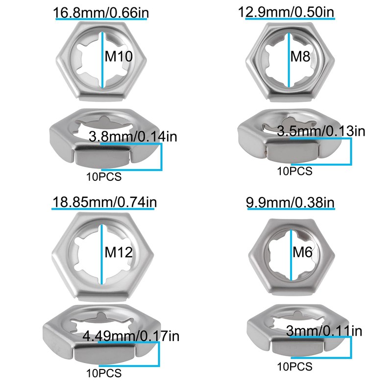 SG Store 40 Pcs Self Locking Hex Nut (6 Locking