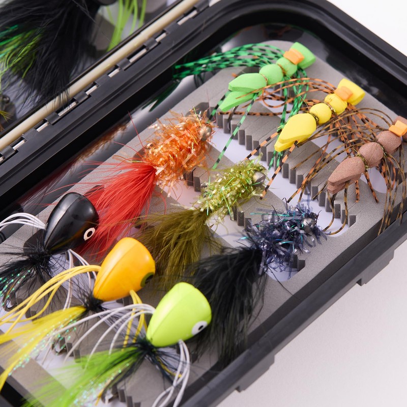 BASSDASH 18pcs Bass Fly Fishing Flies, Dry Wet Flies Poppers