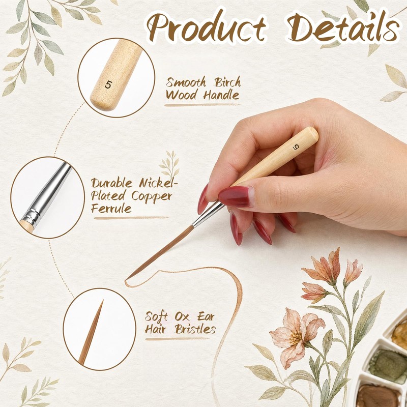 10Pcs Long Liner Brushes, Scroll Pinstriping Brush, Detail Paint Brushes