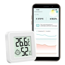 Flintronic Mini LCD Thermometer, Bluetooth Hygrometer, Indoor Digital Thermometer, Wireless Thermometer, Hygrometer, Wireless, Humidity Meter for Baby Room, Living Room, Office, Greenhouse