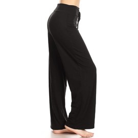 Leggings Depot Womens Casual Comfy Long Pajama Lounge Apparel Pants, Black, Large