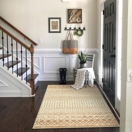 Nailttos Moroccan Area Rug 3x5, Washable Non Slip Indoor Front Door Rug, Soft Non-Shedding Neutral Rug Carpet for Bedroom Kitchen Nursery Living Room Office Decor