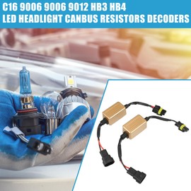 X AUTOHAUX LED Car Headlight Canbus Decoder C16 9006 9012 HB3 HB4 Error Free Warning Resistors Decoder Replacement Anti Flicker Resistor (Set of 2)
