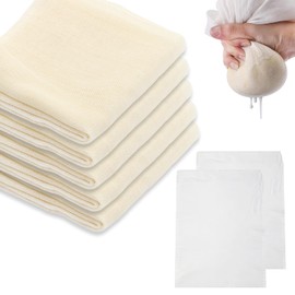 5 Pieces 50 x 50 cm Cheese Cloth 2 Pieces 60 x 45 cm Fine Mesh Straining Cloth Unbleached Pure Cotton Cheesecloth with Stitched Edges for Food Filtration, Cheese Making, Baking