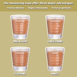 Shot Glass Measuring Cup，Espresso Shot Glass 26-Incremental Measurement 1oz, 6 Tsp, 2 Tbs, 30ml，Kitchen Tools，Bar Bartender Accessories, Jigger for Bartending (2 Pack-White)