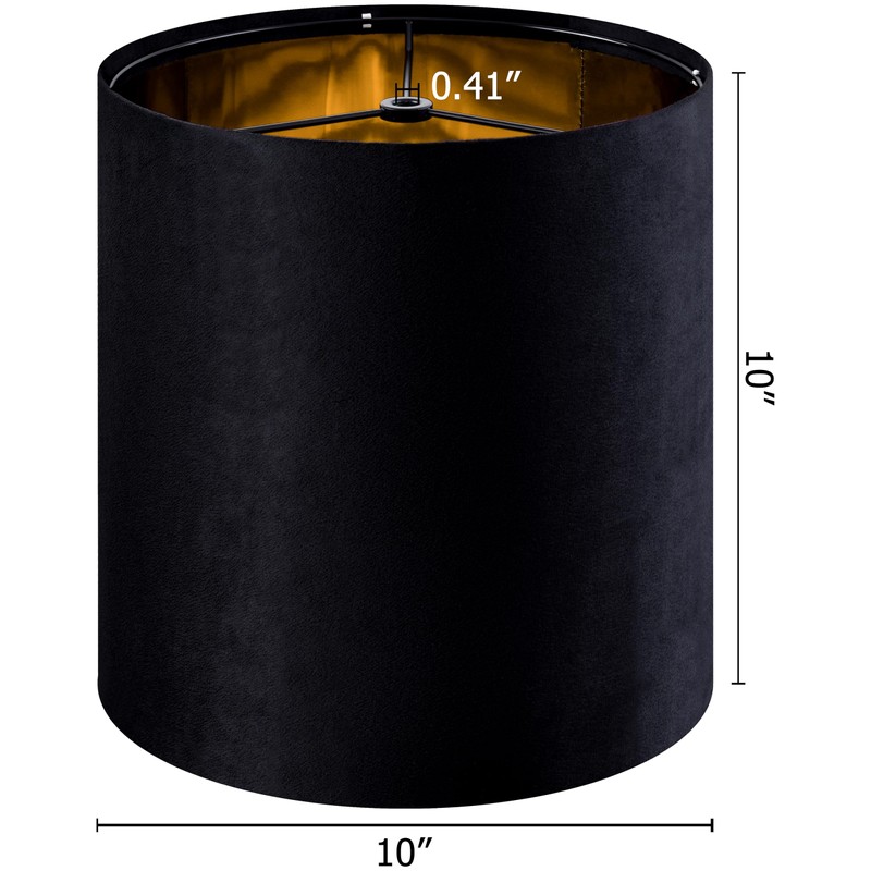 GOSO Tall Drum Velvet Black Lamp Shades Set of 2-