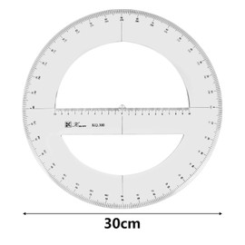 30 CM Full Round Protractor, 360 Degree Plastic Measuring Tools Math Organic Semicircle Circle Protractor Drawing Template Design Tool Ruler