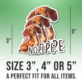 Dachshund Sticker Red Dachshund Lover Decal Nope Vinyl Stickers Weather-Resistant Stickers for Water Bottles Laptop Window Car 5"