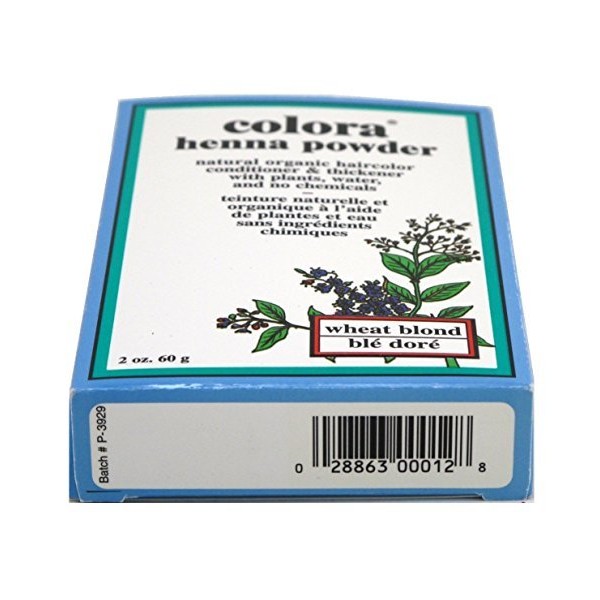 Colora Henna Powder Hair Color Wheat Blonde 2 Ounce (59ml) (3 Pack)