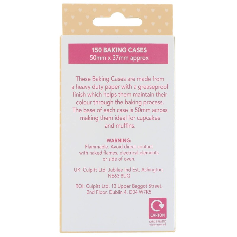 Baked with Love Pastel Cupcake Cases, 50mm Baking Cups, Multicoloured