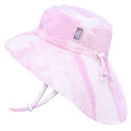 JAN & JUL Grow-with-Me Wide Brim Cotton Baby Girl Sun-Hat 50+ UPF (M: 6-24 Months, Pink Tie-Dye)