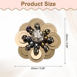 sourcing map 15Pcs Sequin Beaded Flowers Patches, Handmade Paillette Crystal Applique Sewing Beaded Flower Applique for Dress Bags Headband Decor, Coffee