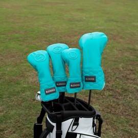 Golf Club Headcover Overflow Blue Wood Cover Driver Fairway Wood Utility Hybrid Headcover with Number Tag