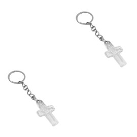 Hohopeti 2pcs Decorative Crystal Keychain Cross Fashionable Christian Key Pendant for Handbags Car Keys Home Decor Practical Accessory for Religious Events Holy Communion Special Occasions