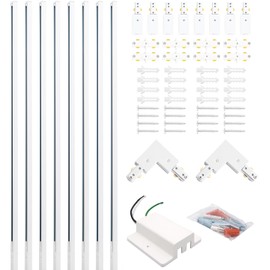 LRAEMXG 26FT H Track Lighting Rails White, H Type Track Lighting Rails Kit with Floating Canopy Connector, End Caps, Live End Feed, L Connectors, Compatible with 3-Wire Single Circuit H Style System