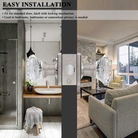 Orger 5 Pack Crystal Door Knobs, Octagon Clear Glass Door Knob with Satin Nickel Back Plate, Interior Keyless Door Handles for Bed/Bath, Privacy Door Knobs with Lock