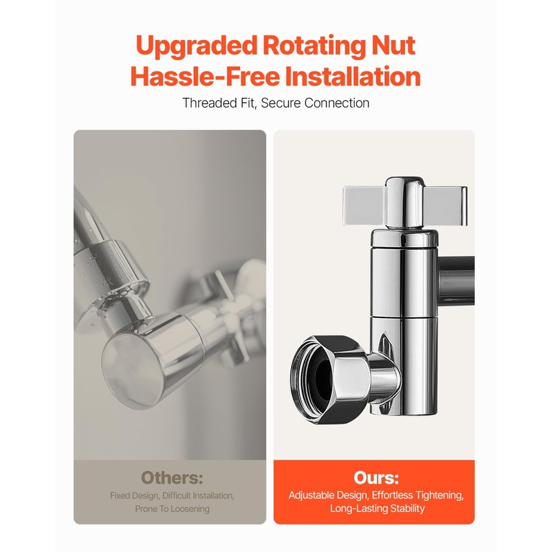 VEVOR Shower Head Extension Arm, 16 inches, Brass Shower Arm