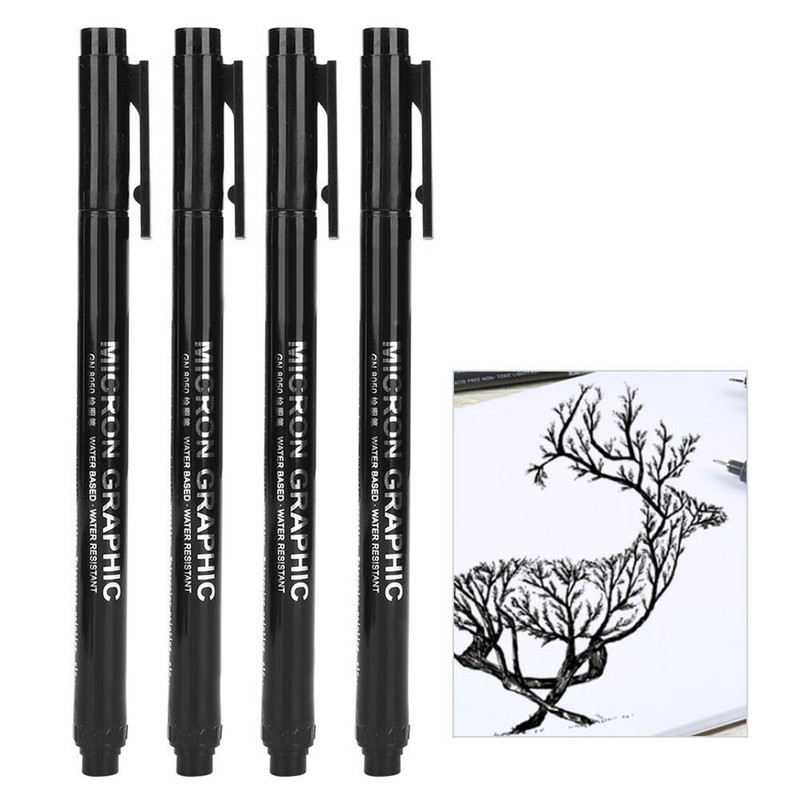 12pcs Micron Liner Fine Tip Marker Pen Black Ink Waterproof