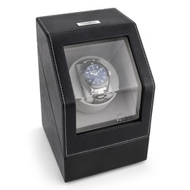 Heiden Battery Powered Single Watch Winder in Black Leather