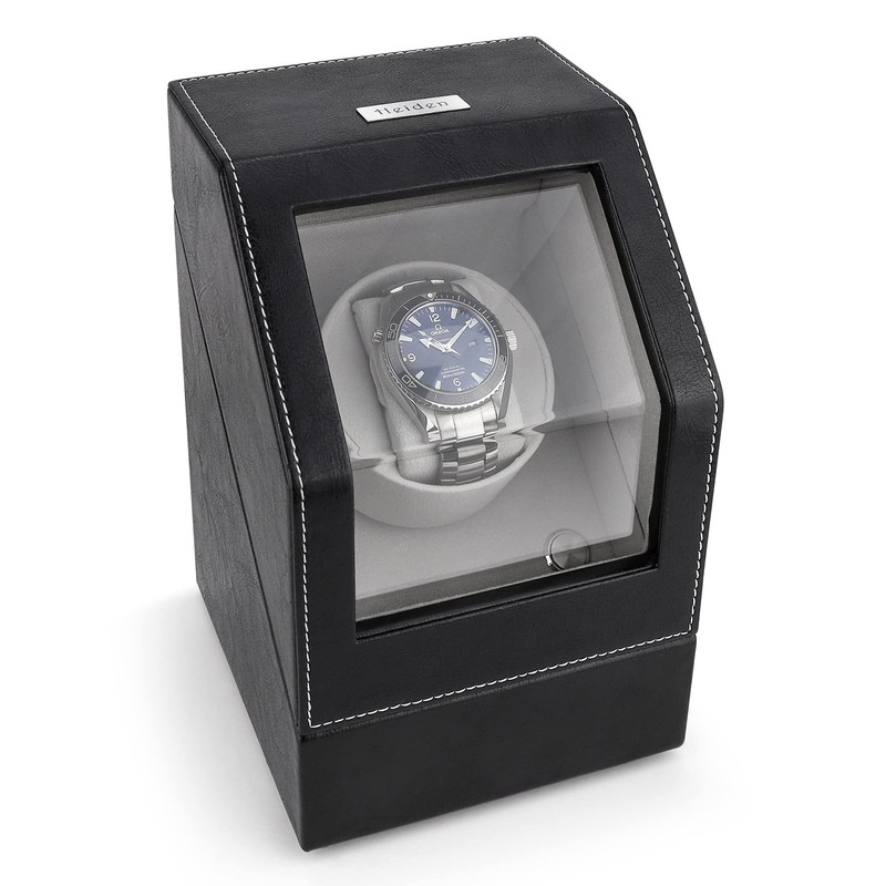Heiden Battery Powered Single Watch Winder in Black Leather