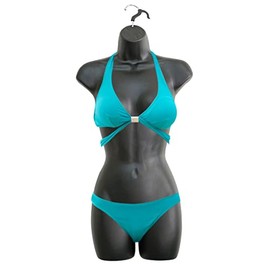 Black Female Mannequin Hip Long Hollow Back Body Torso Dress Form & Hanging Hook, S-M Sizes (1)