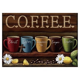 Vintage Christian Coffee Cup Puzzles for Adults 1000 Pieces, Colorful Jesus Bible Cross Jigsaw Puzzle, Difficult Religious Art Puzzles