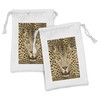 Ambesonne Leopard Fabric Pouch Set of 2, Predator Animal with