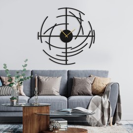 SIGNLEADER 30 Inch Metal Wall Clock Wall Art Decor, Round Wall Sculpture Clock Silent Battery Operated Hangings Home Decoration for Living Room, Bedroom, Kitchen, Bathroom