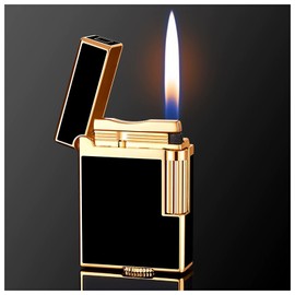 Classic Brushed Gas Lighters, Zinc Alloy Refilled Butane Lighter, Side Wheel Frosted Lighter, Adjustable Flame Flip Lighters, for Outdoor, Camping, Men's Gifts (Black)