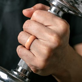 ThunderFit Silicone Wedding Ring for Men - Rubber Engagement Band - Width 8.0mm Thickness 2.0mm (Tan, 10-10.5 (20.20mm)