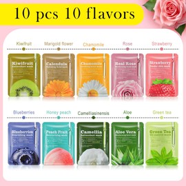 Viozakanry 10 Pcs Sheet Face Masks Skincare for Most Skin Types, Combo Essence Hydraiting Facial Mask Set for Women Skin Care, Gifts Set for Home Spa