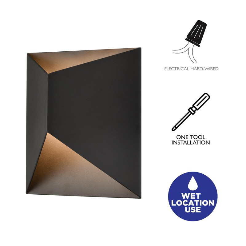 Laplusbelle 2-Pack Modern Outdoor Wall Lights, Black LED Exterior Wall