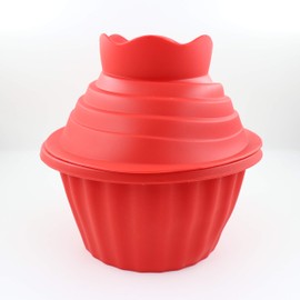 JYNHOOR Giant Cupcake Molds,Dishwasher Safe Big Top Silicone Cupcake Molds,Non-Stick Jumbo Caupcake Bake sets for Easy Cake Decorating and DIY Bake tools(3 pack) (Red)