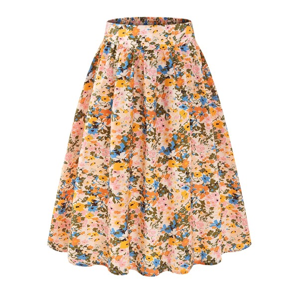 Bbonlinedress Women's Floral Print A-Line Knee-Length Summer Skirts Casual High