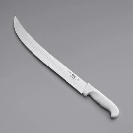 Choice 14" Granton Edge Cimeter Knife with White Handle - White Handle