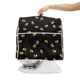 TOADDMOS Honey Bee Black Stand Mixer Dust Cover with Pockets,Kitchen Mixer Cover Compatible with 4.5-5 Quarts,Stand Mixer Dust Cover,Kitchen Aid Mixer Accessories