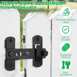 4 Pcs Barn Door Lock, 180° Degree Flip Sliding Barn Door Locks and Latches, Sliding Barn Door Locks, Black Gate Latch Bolt Buckle Lock for Barn Door, Bathroom, Garage, Window, Sliding Door Lock