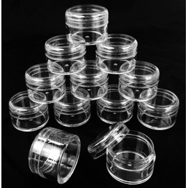 Beauticom 18 Pieces 20G/20ML Round Clear Jars with Screw Cap Lid for Acrylic Powder, Rhinestones, Charms and Other Nail Accessories - BPA Free
