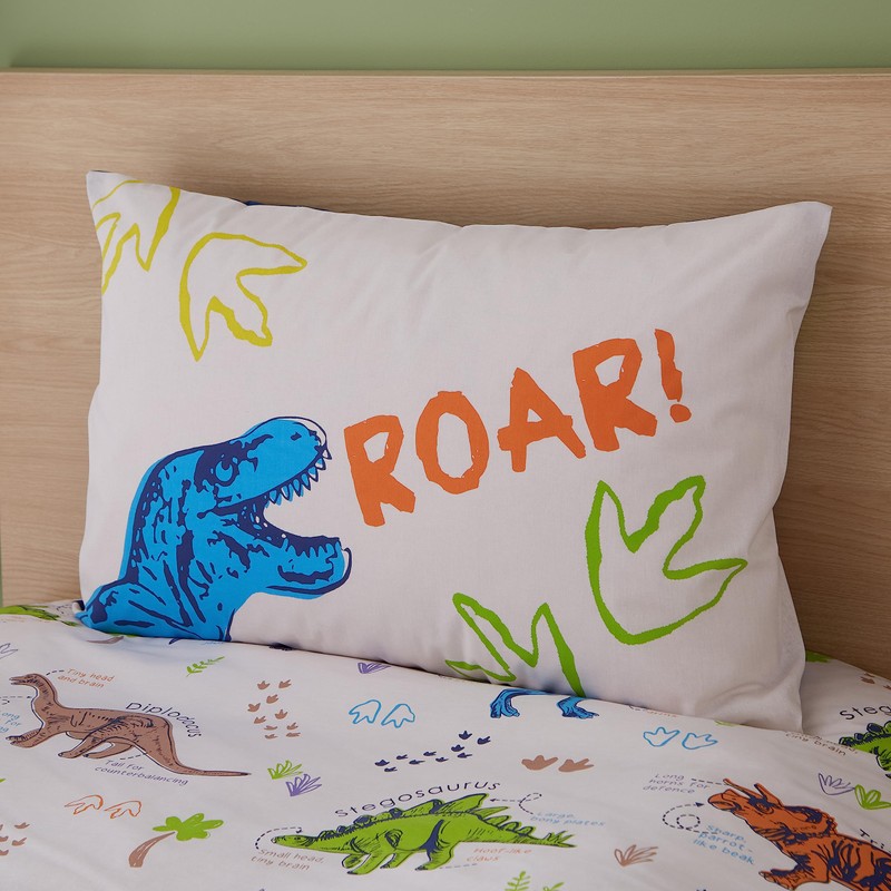 Catherine Lansfield Prehistoric Dinosaurs Reversible Single Duvet Cover Set with