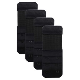 Tamlien 2 Hook Bra Extenders,Stretchy Soft and Comfortable Bra Strap Extender - 4 pcs Pack (Black)