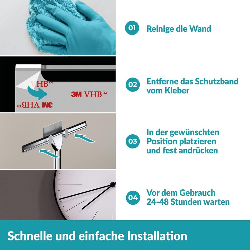 WEISSENSTEIN Shower Squeegee No Drilling – Squeegee Shower with Hook