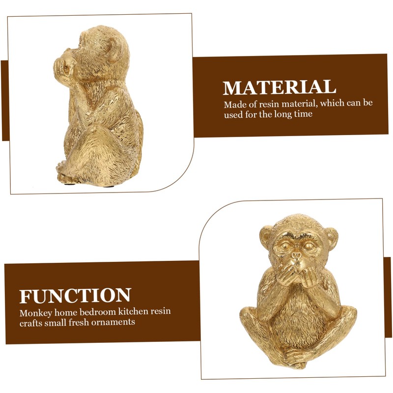 TEHAUX Three not Monkeys feng Shui Monkey Figurine See no