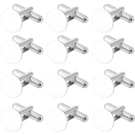 SUNNYCLUE 20Pcs Silver Cufflink Blanks Flat Round Cufflinks Brass Platinum Shirt Round Buttons Cufflink Settings for Men's Cuff Links Business Wedding Banquet Ceremony Husband Groom Crafting DIY