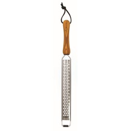 Bisetti Stainless Steel Extra Coarse Grater Slicer With Olive Wood Handle, 39.5 cm