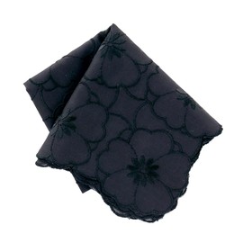 Tokka 000282-0001-03 Embroidered Handkerchief, Margaret, Black, 100% Cotton, Women's Ceremonial Occasions, Black
