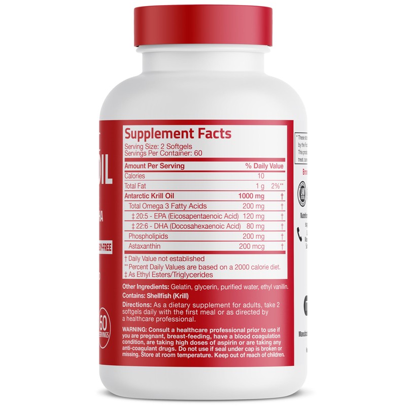 Bronson Antarctic Krill Oil 1000 mg with Omega-3s EPA, DHA,